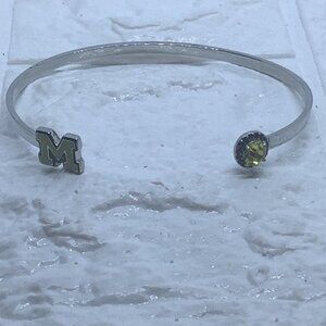 University of Michigan Bracelet UM Maize Block M Bangle Bracelet with Crystal
